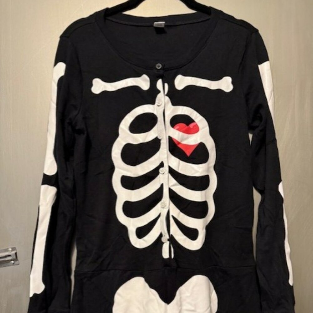 NWT - Glow-in-the-Dark Skeleton with heart One-Piece Jumpsuit - Unisex - Picture 7 of 16